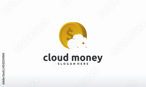 cloud money logo designs concept template, online coin