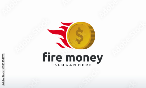 fire money logo designs concept template