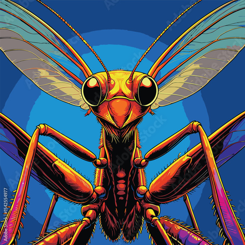 mantis bug vector is drawn in detail and realistic