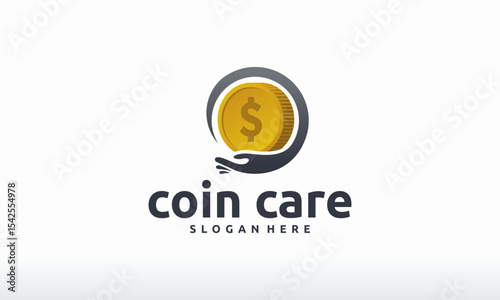 coin care logo designs concept template