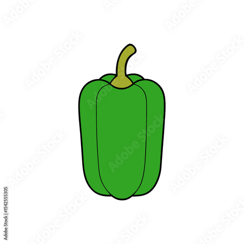 Simple Vector Illustration of a Green Bell Pepper