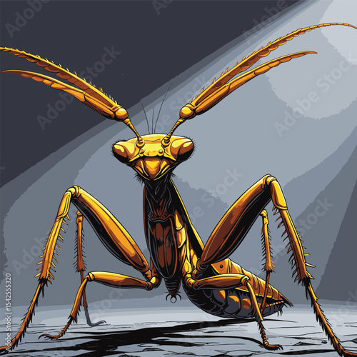 mantis bug vector is drawn in detail and realistic