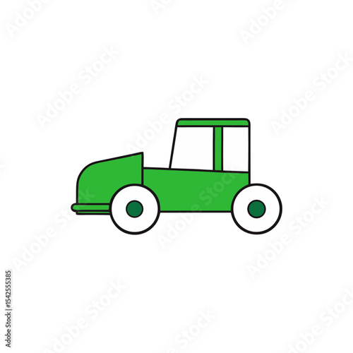 Simple Vector Illustration of a Green Steamroller Cartoon