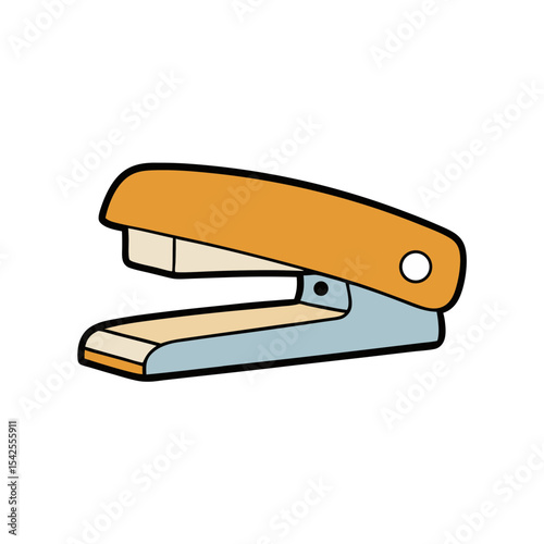Simple Vector Illustration of a Stapler with Paper