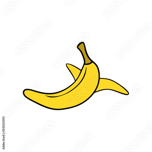 Simple Vector Illustration of a Yellow Banana Peel