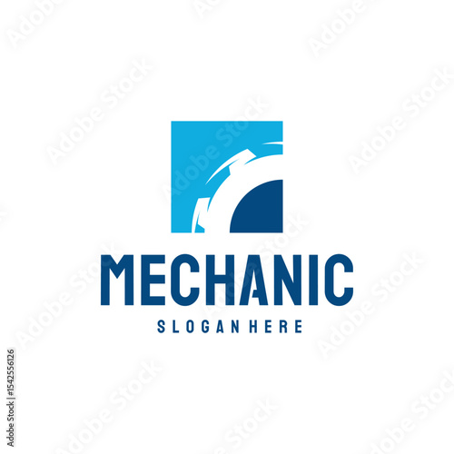 A square  design featuring a gear.