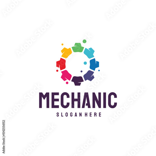 Colorful gear  design for a mechanic business.