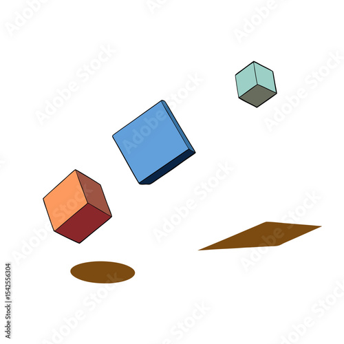 Surreal Floating Geometric Solids Casting Impossible Shadows