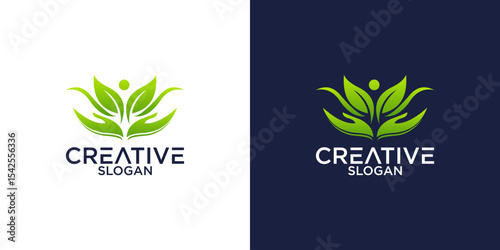 leaf and person logo vector design