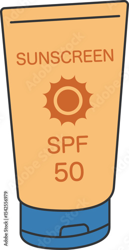 Sunscreen Lotion SPF 50 – Flat Style Illustration

