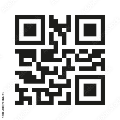 QR code icon. Digital scan symbol. Black square shape. Abstract pixel vector.