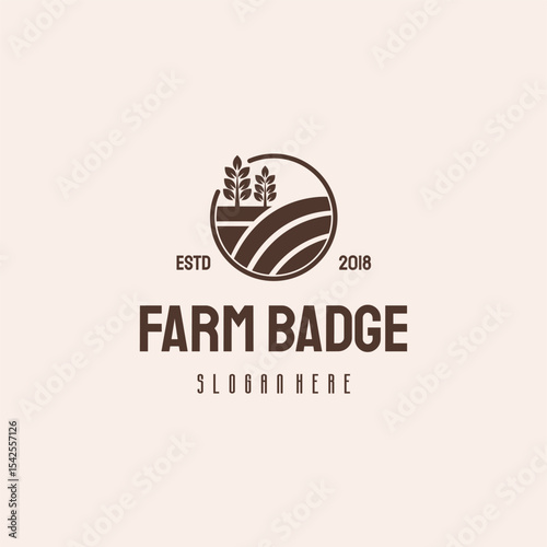 Simple farm  design with fields and trees.