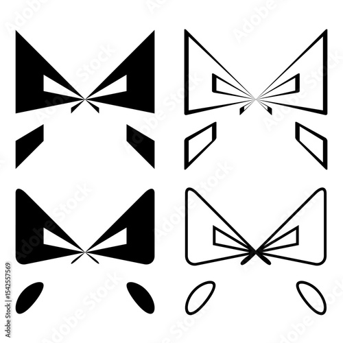 Geometric arrow symbols. Black white triangular. Sharp angular shapes. Vector direction icons.