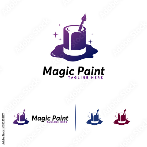 A stylized  design featuring a paint can with a paintbrush.