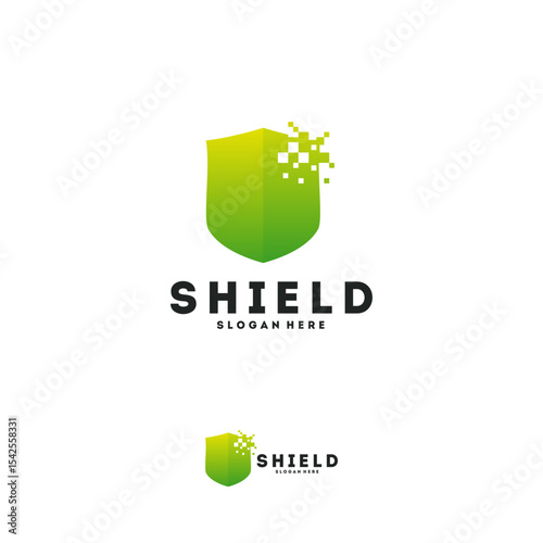 Modern shield  design with pixelated effect.