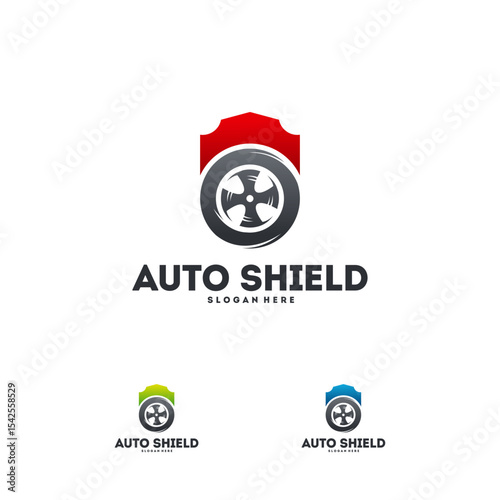 Automotive  design featuring a tire and shield.