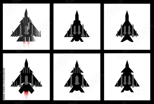 Collection of illustration fighters jet. 5th generation technology 