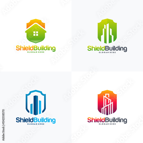 Building Shield Logo designs concept vector, Home Secure logo template symbol