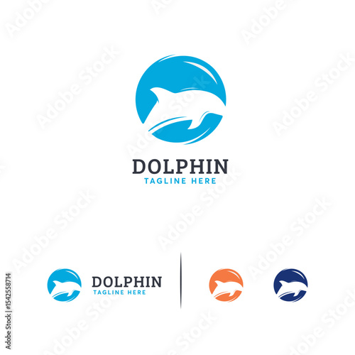 minimalist dolphin logo template