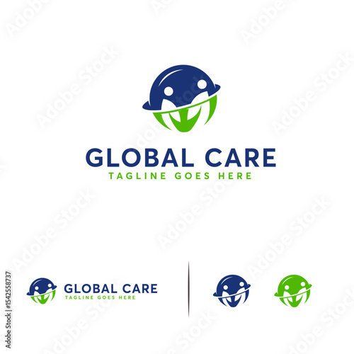 Global care logo, people charity logo template