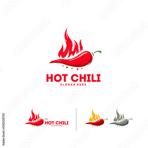 Vibrant  design featuring a hot chili pepper with flames.