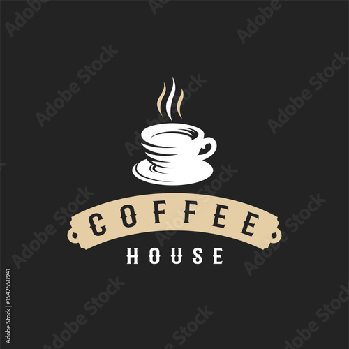 Vintage coffee house  with a cup of coffee.
