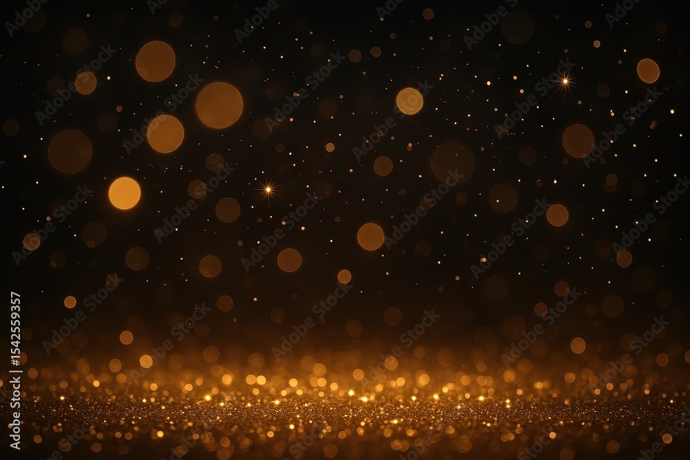 Fototapeta premium Elegant New Year celebration with golden glitter bokeh and champagne sparkle effects