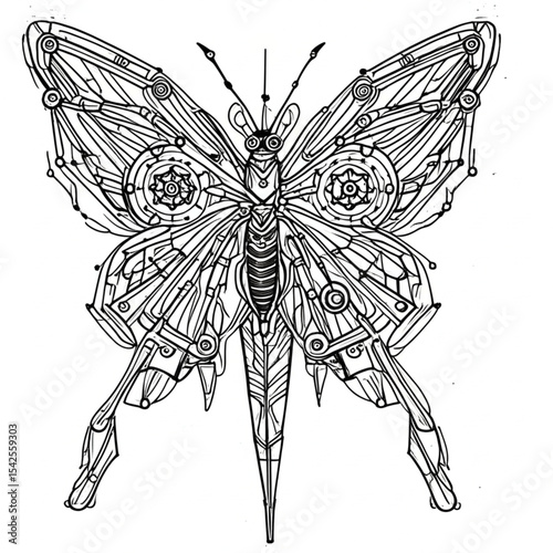 Uniquely designed futuristic symmetrical butterfly For design assets, education, decoration, posters, futuristic NFTs, typography, and illustrations.
