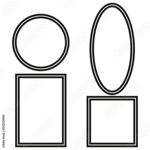 Basic shape icon. Oval square rectangle. Vector outline symbol. Clean geometric figure.
