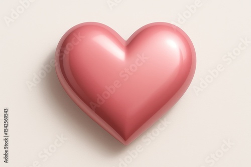 3D Pink Heart Graphic Element with Glossy Finish for Romance and Love-Themed Design Projects