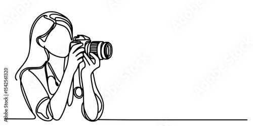 Capturing Moments with Elegance, A simple yet elegant depiction of a person holding a camera.