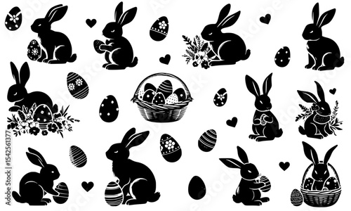 set of easter rabbits