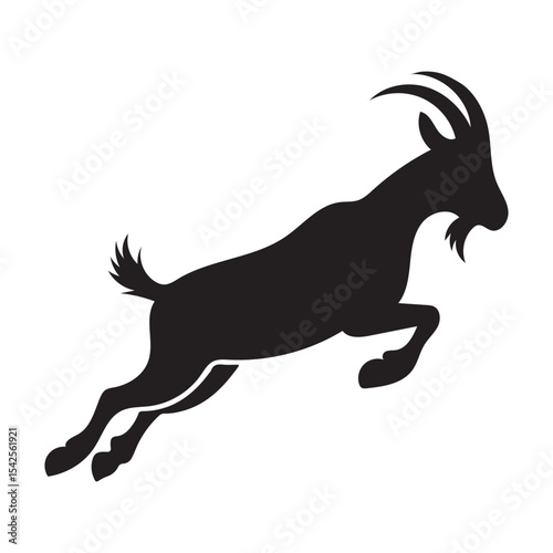 Vector Goat Silhouette Isolated On White Background