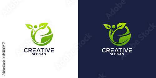 leaf and person logo vector design