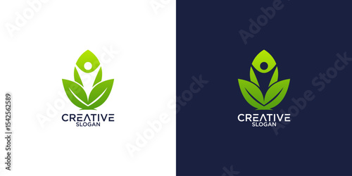 leaf and person logo vector design