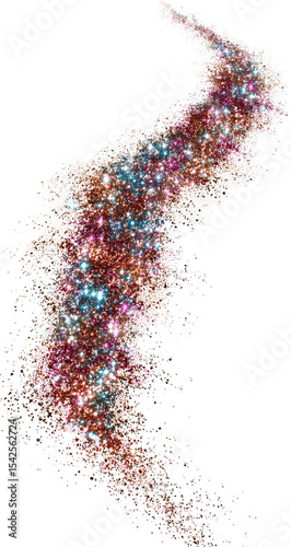 Explosive Mixed-Color Glitter Tornado Sparkles in a Particle Swirl on Transparent Background

