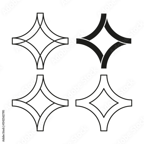 Rounded star icon. Abstract geometric figure. Vector curved form. Decorative symmetry shape.