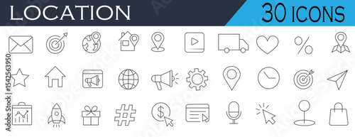 Location Icons – GPS, Map Pin, Navigation, Tracking, Direction Symbol Set