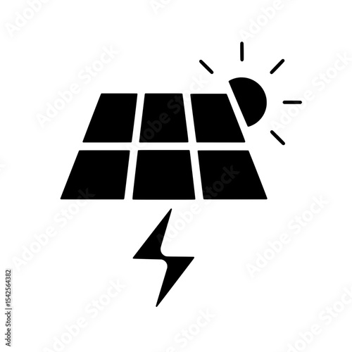 Solar Energy Generation Icon with Lightning Bolt