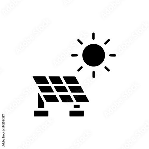 Solar Panel System with Sun Icon