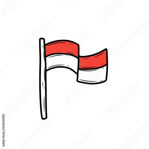 hand drawn Indonesian red and white flag illustration