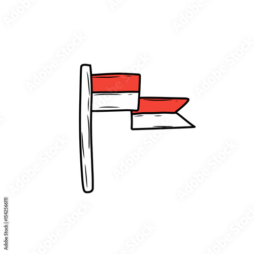 hand drawn Indonesian red and white flag illustration