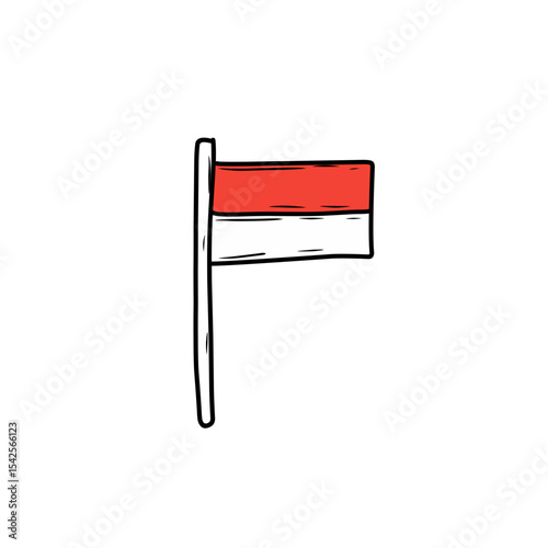 hand drawn Indonesian red and white flag illustration