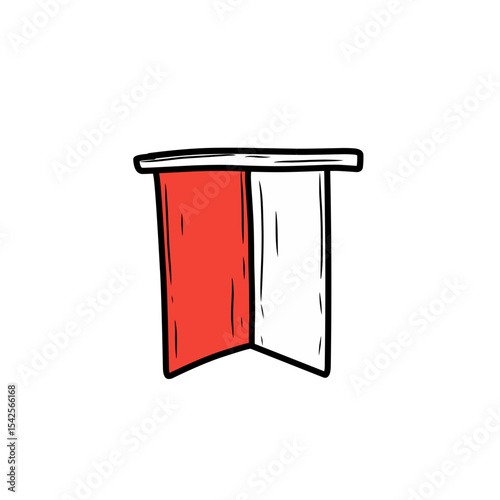 hand drawn Indonesian red and white flag illustration