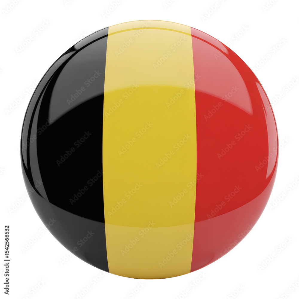 Fototapeta premium Glossy Round Belgian Flag Pin - A Collectible Badge Button