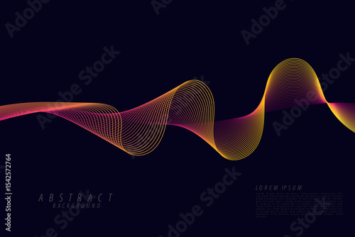 Abstract background forming waves with orange lines combined with red on top of dark blue.