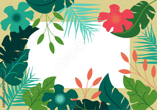 Colorful background with tropical plants Summer Background