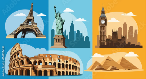 Vector illustration of the iconic Notre Dame Cathedral, a historic European landmark