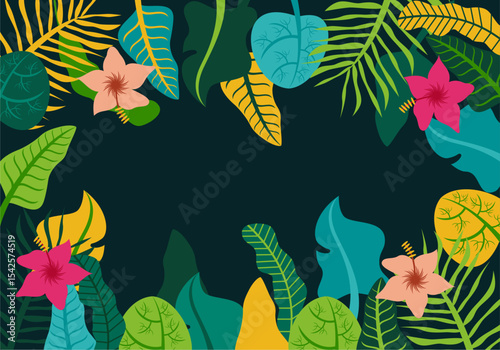 Vector design templates in simple modern style with Tropical Leaf Frame