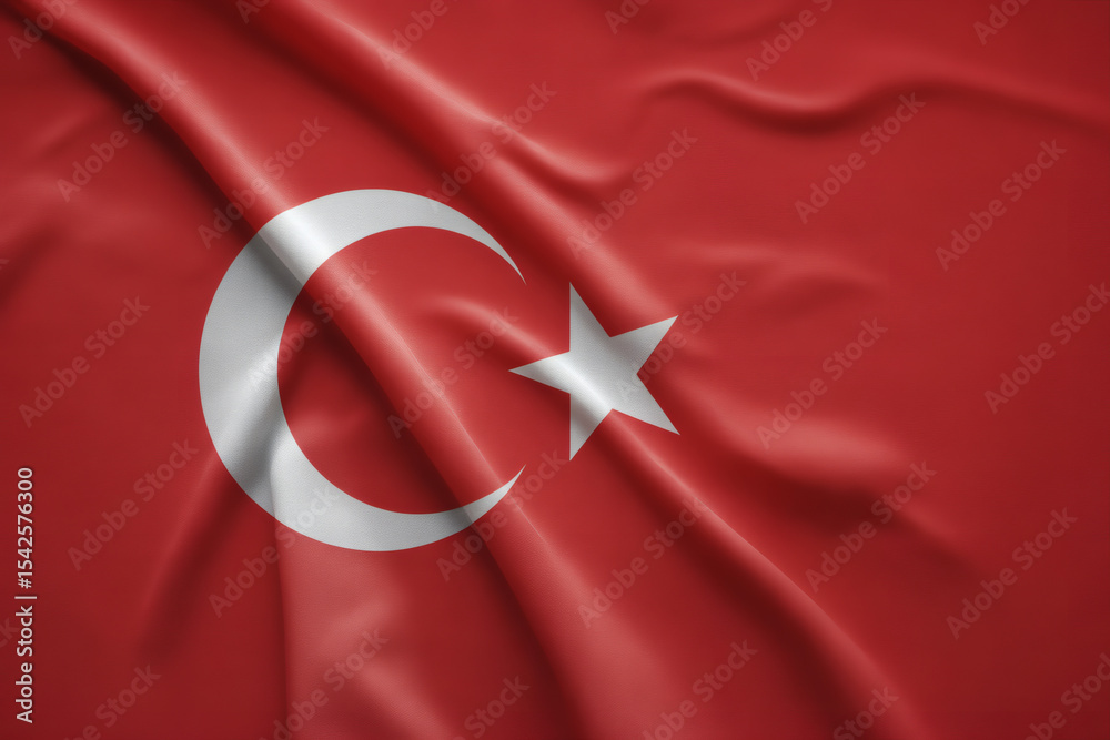 Obraz premium Glossy Waving Turkish Flag Background - A High-Resolution Image Perfect for Designs and Presentations